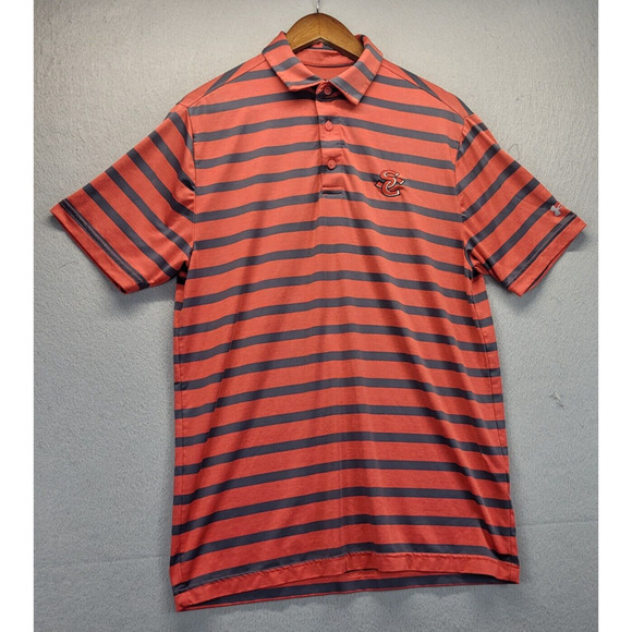 Under Armour Shirt Mens M Playoff Polo SC Logo Striped Performance Collared Golf - Picture 2 of 12